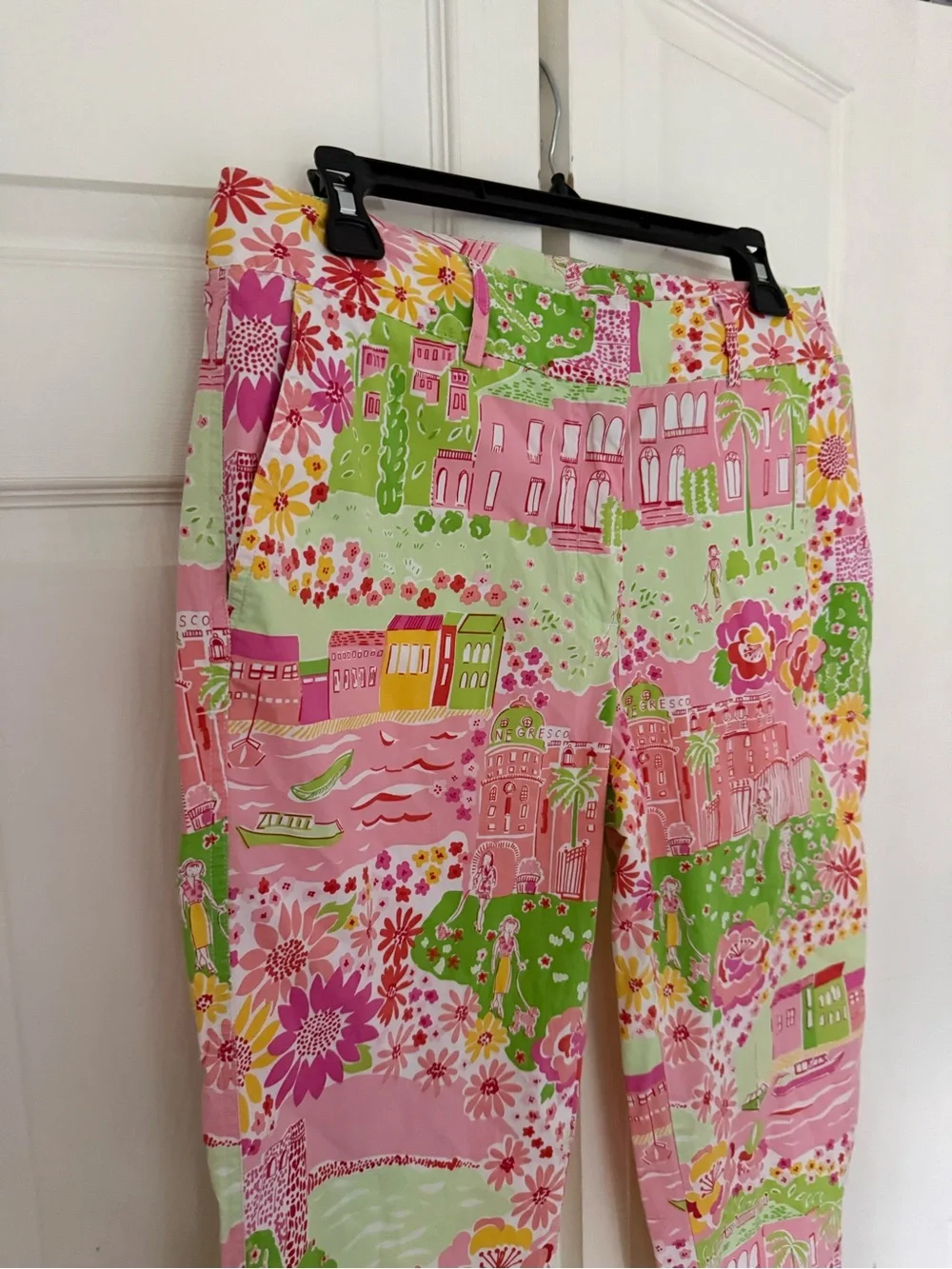 Vintage Lilly Pulitzer Negresco World Multicolor Cropped Pant Pastel Size 10